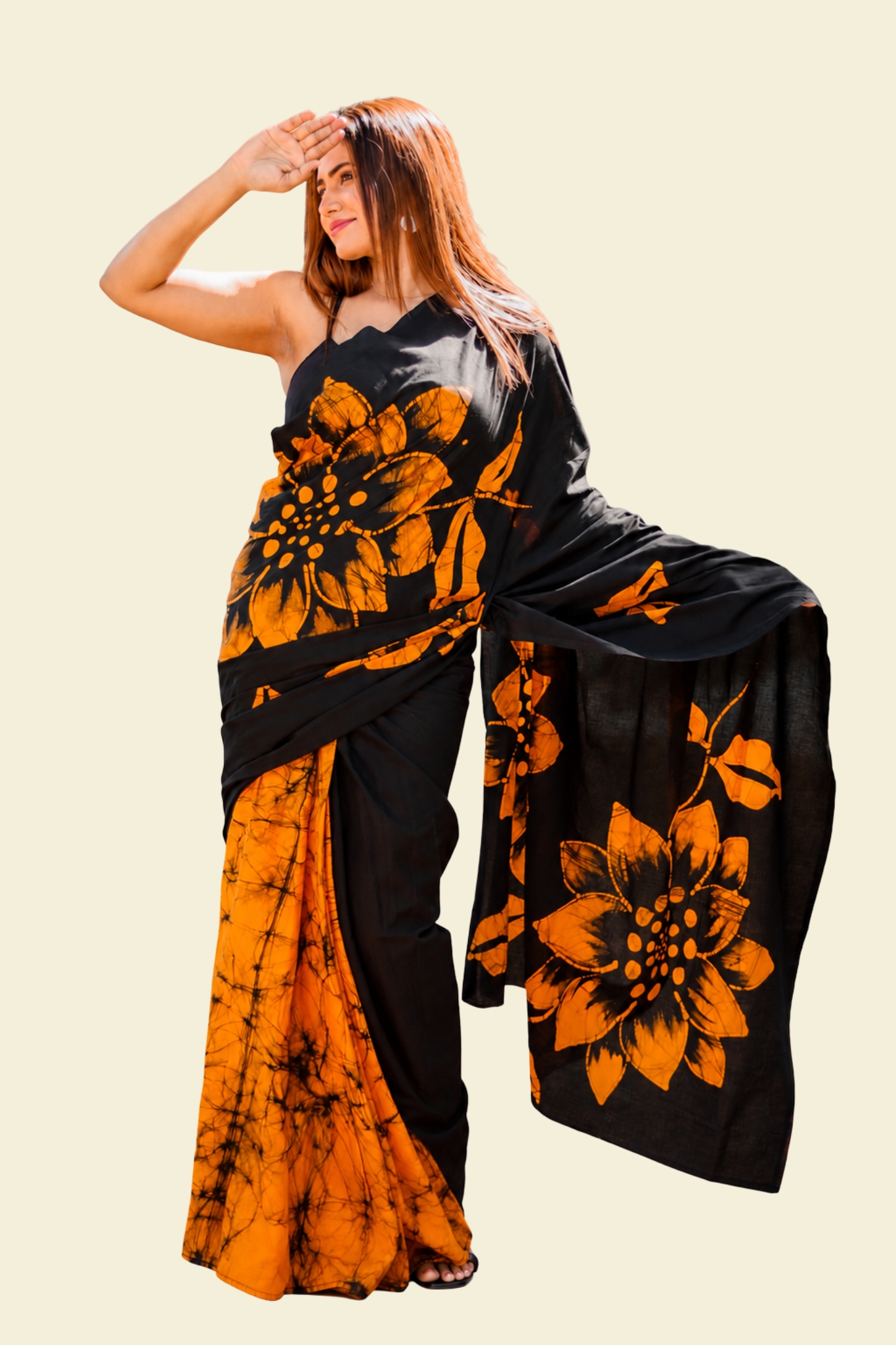 Sunflower Batik Saree